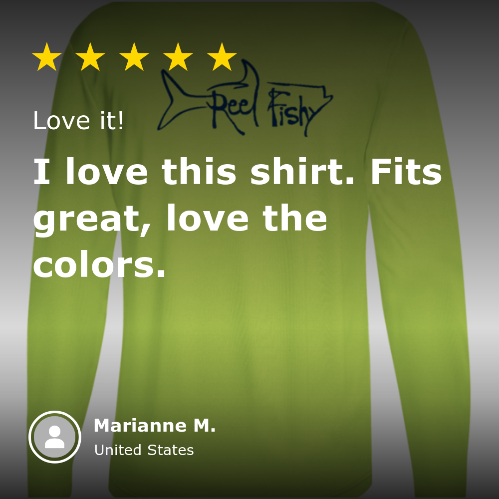 5-star review from Marianne for Reel Fishy Tarpon Performance 50+UPF shirt