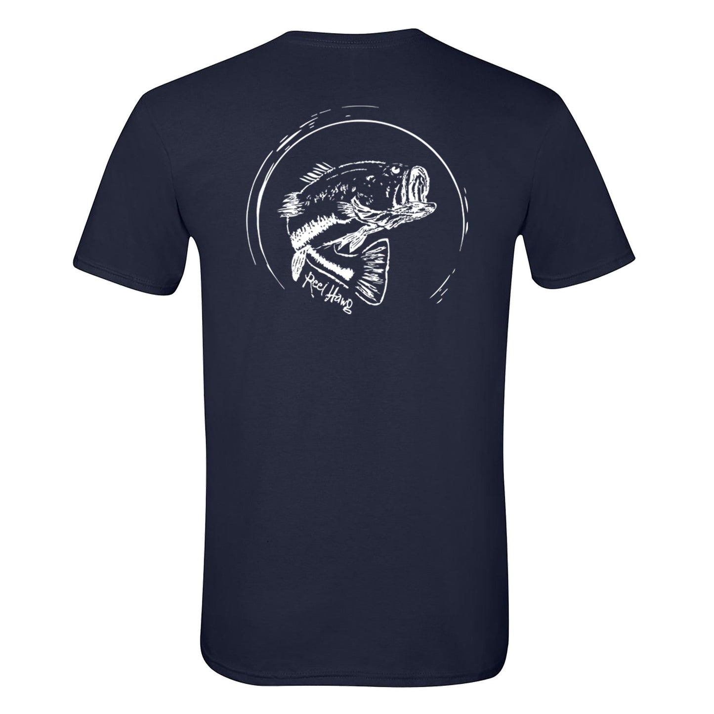 Bass "Reel Hawg" Navy Cotton Short Sleeve Crew T-shirt by Reel Fishy