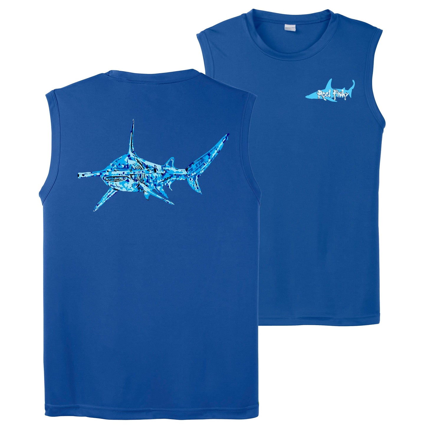 Royal Blue Performance Hammerhead Shark Sleeveless Shirt