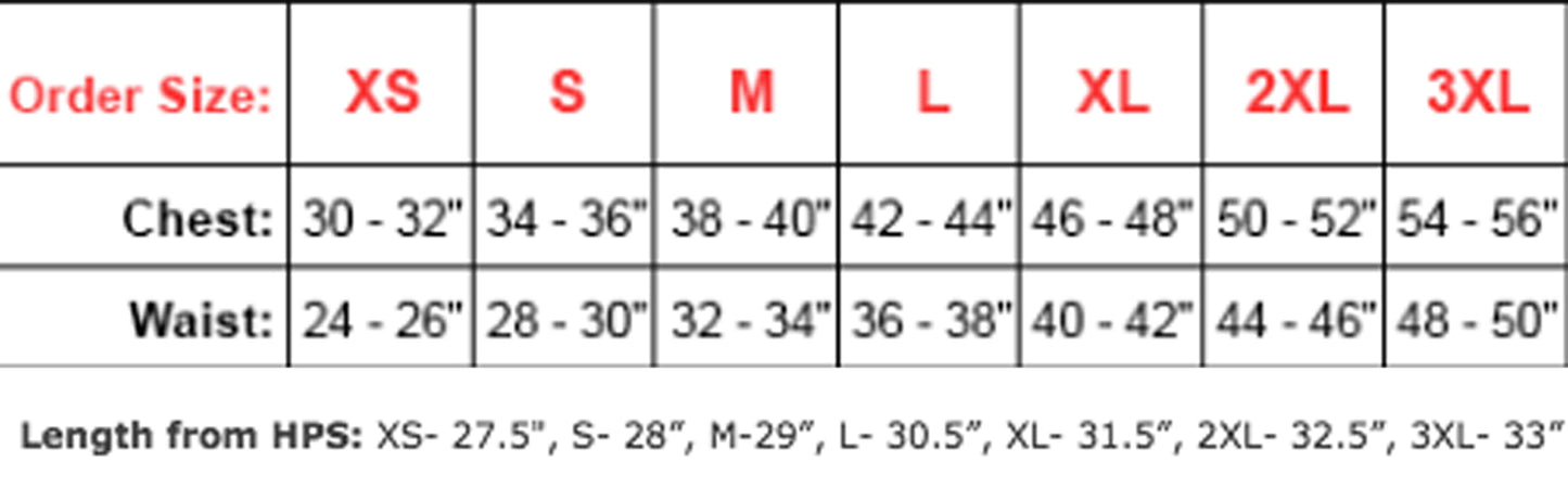 Men's Performance Dry-Fit Size Chart
