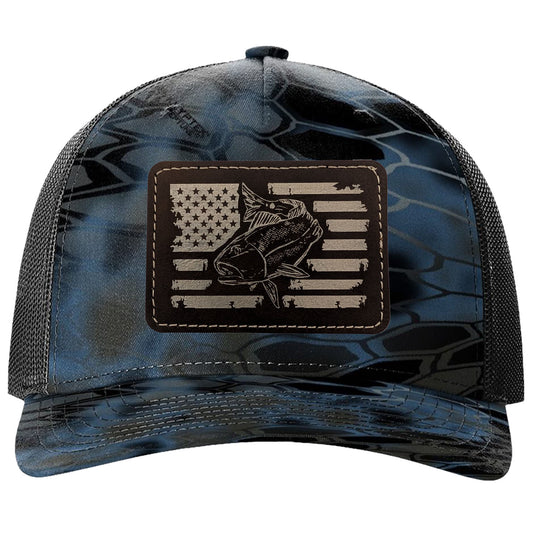 Redfish Fishing Leather Patch Trucker Hats