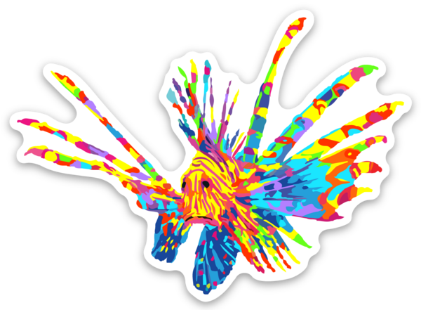 Reel Fishy Lionfish 3in Colorful Vinyl Decal