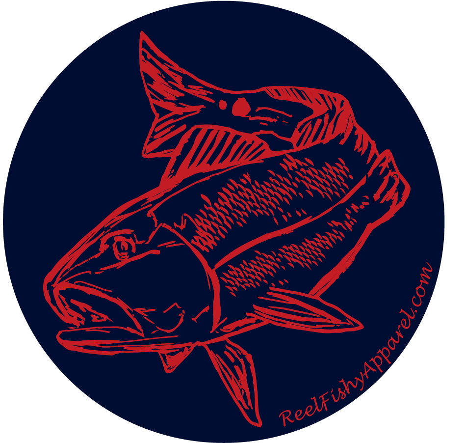 Reel Fishy Redfish 3in Round Vinyl Decal