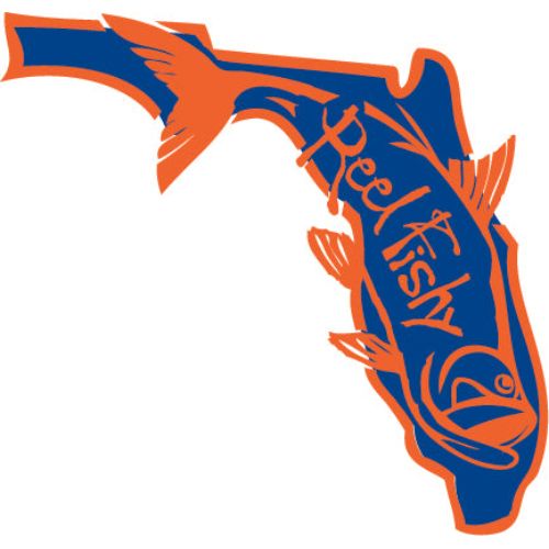 Royal and Oragne State of Florida Reel Fishy Tarpon Decal