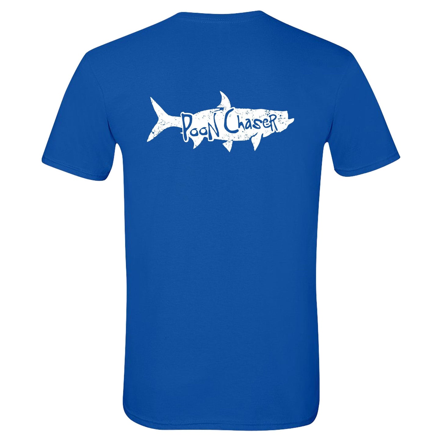 Tarpon "Poon Chaser" t-shirt in royal blue with White Reel Fishy logo
