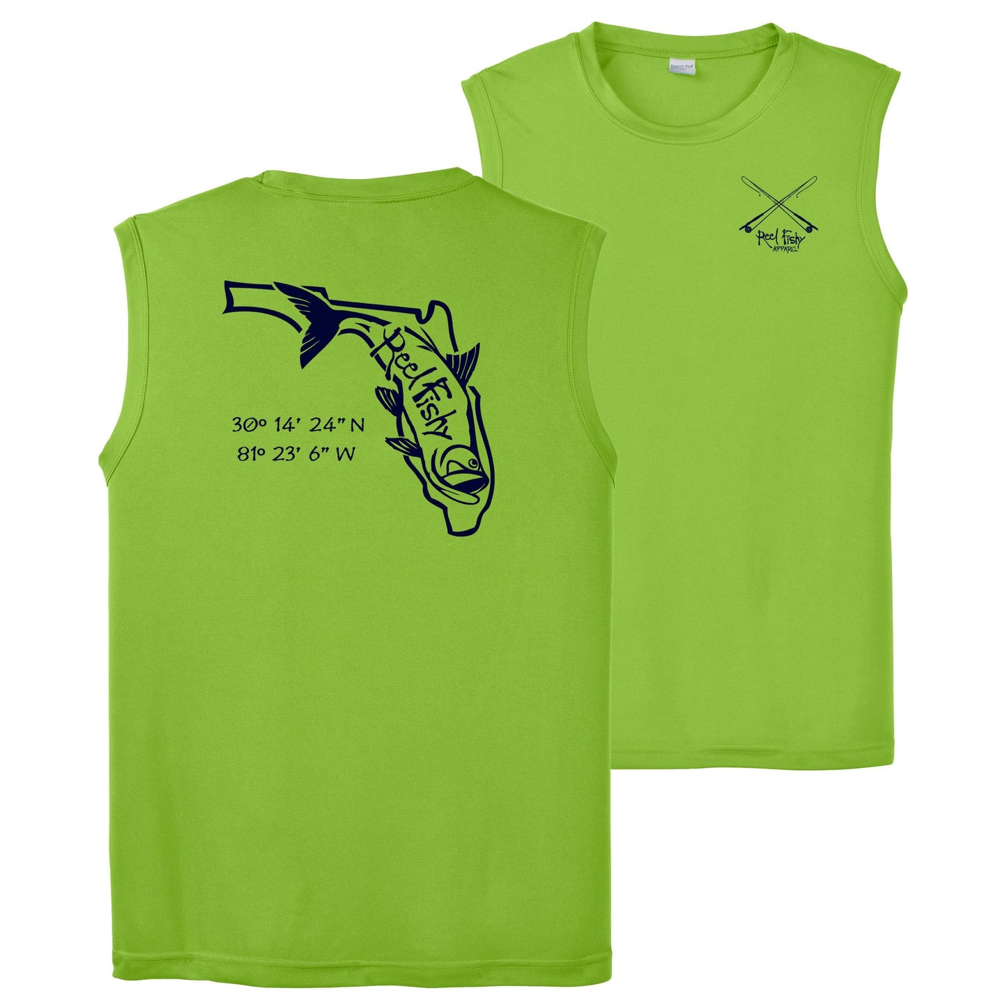 Lime Green Performance Tarpon State of Florida Sleeveless Shirt