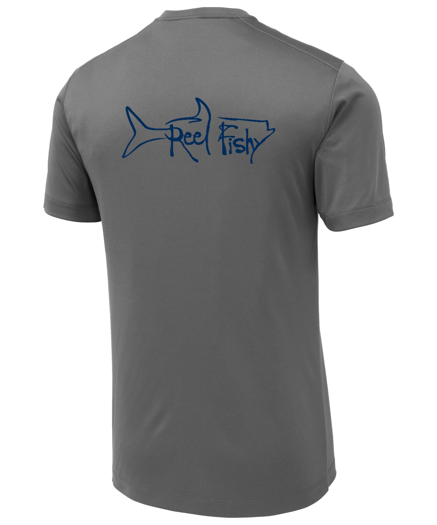 Performance Dry-Fit Tarpon Fishing Short Sleeve Shirts with Sun Protection in Gray