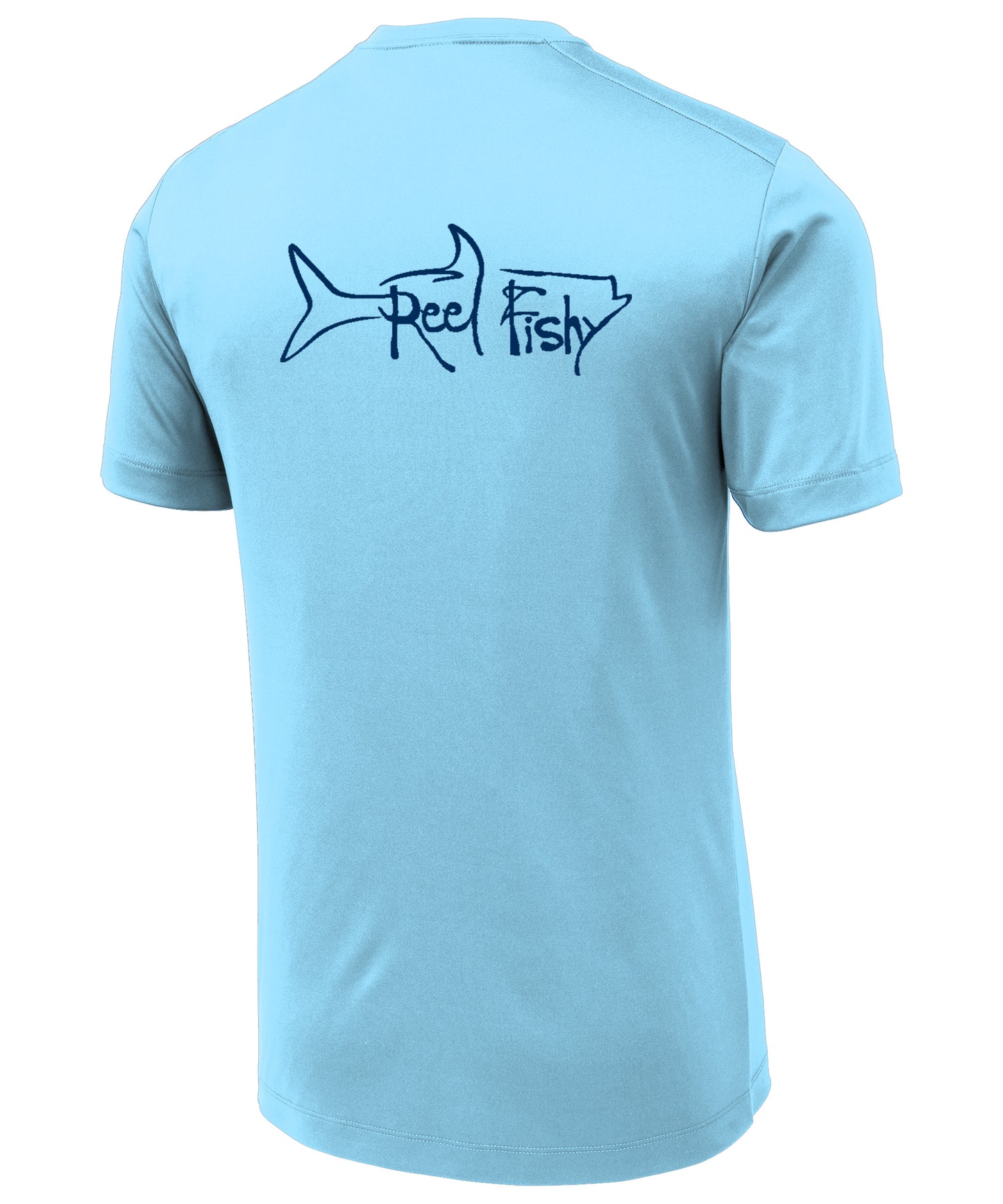 Performance Dry-Fit Tarpon Fishing Short Sleeve Shirts with Sun Protection in Lt. Blue