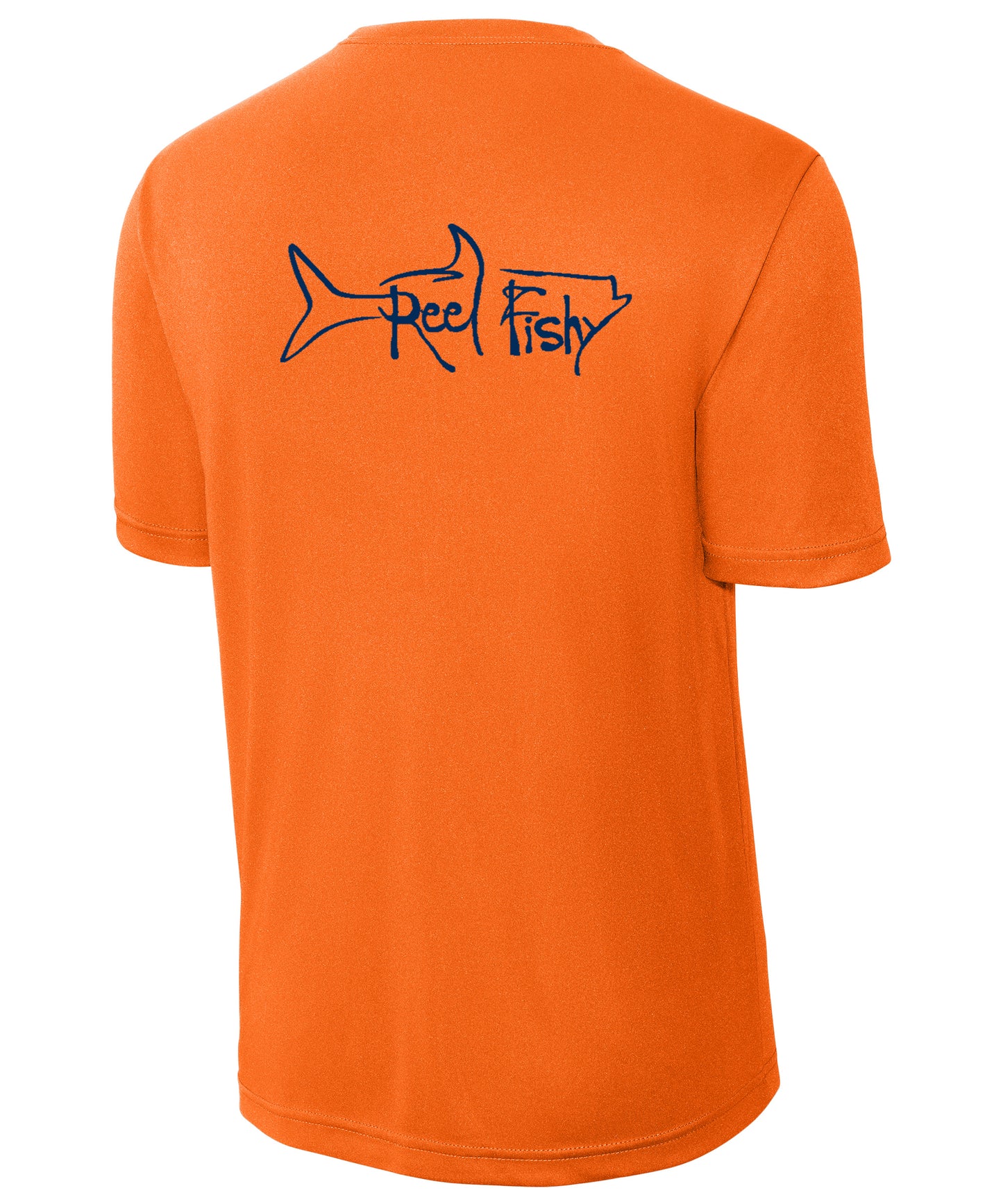 Performance Dry-Fit Tarpon Fishing Short Sleeve Shirts with Sun Protection in Neon Orange