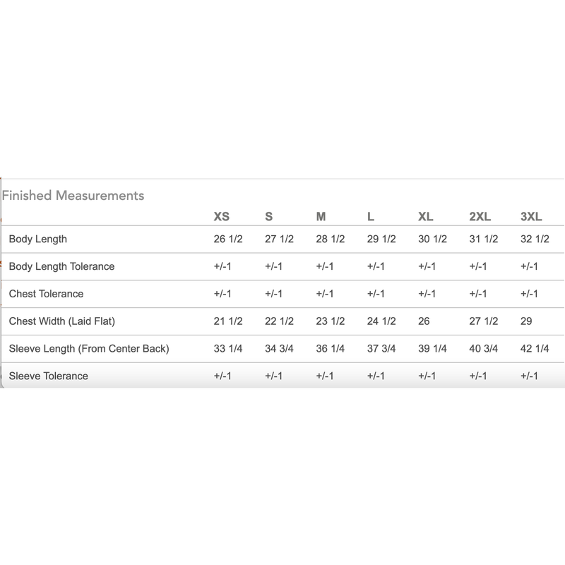Windbreaker Size Chart