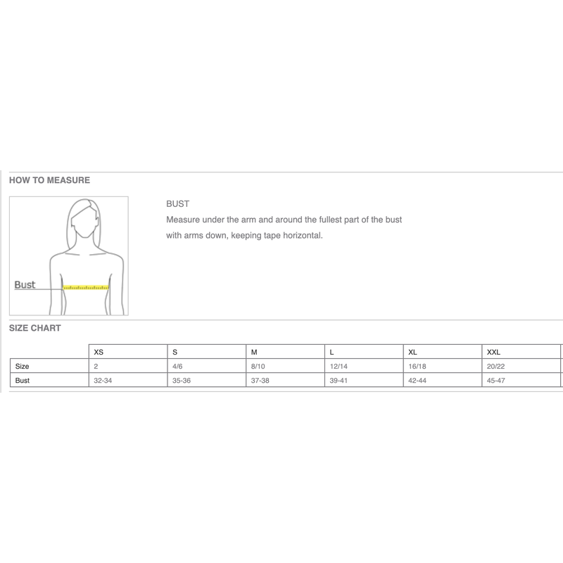 Women's Performance Dri-Fit Racerback Tank Top Size Chart
