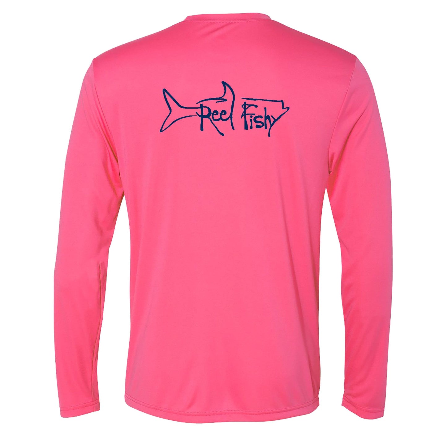 Unisex Pink Tarpon Performance Fishing Long Sleeve Shirt with 50+ UPF by Reel Fishy Apparel