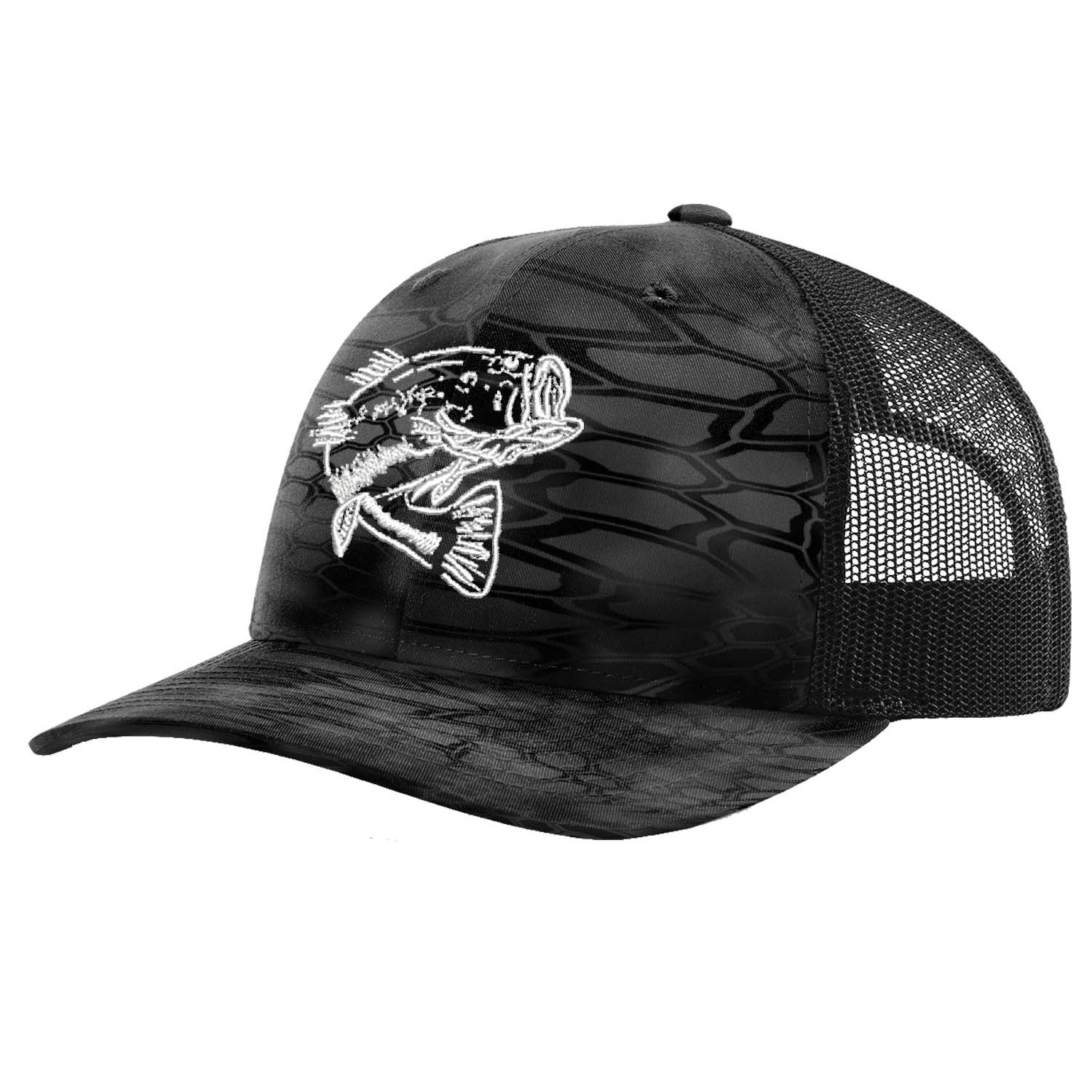 Bass Kryptek Black Trucker Hat on Richardson base by Reel Fishy Apparel