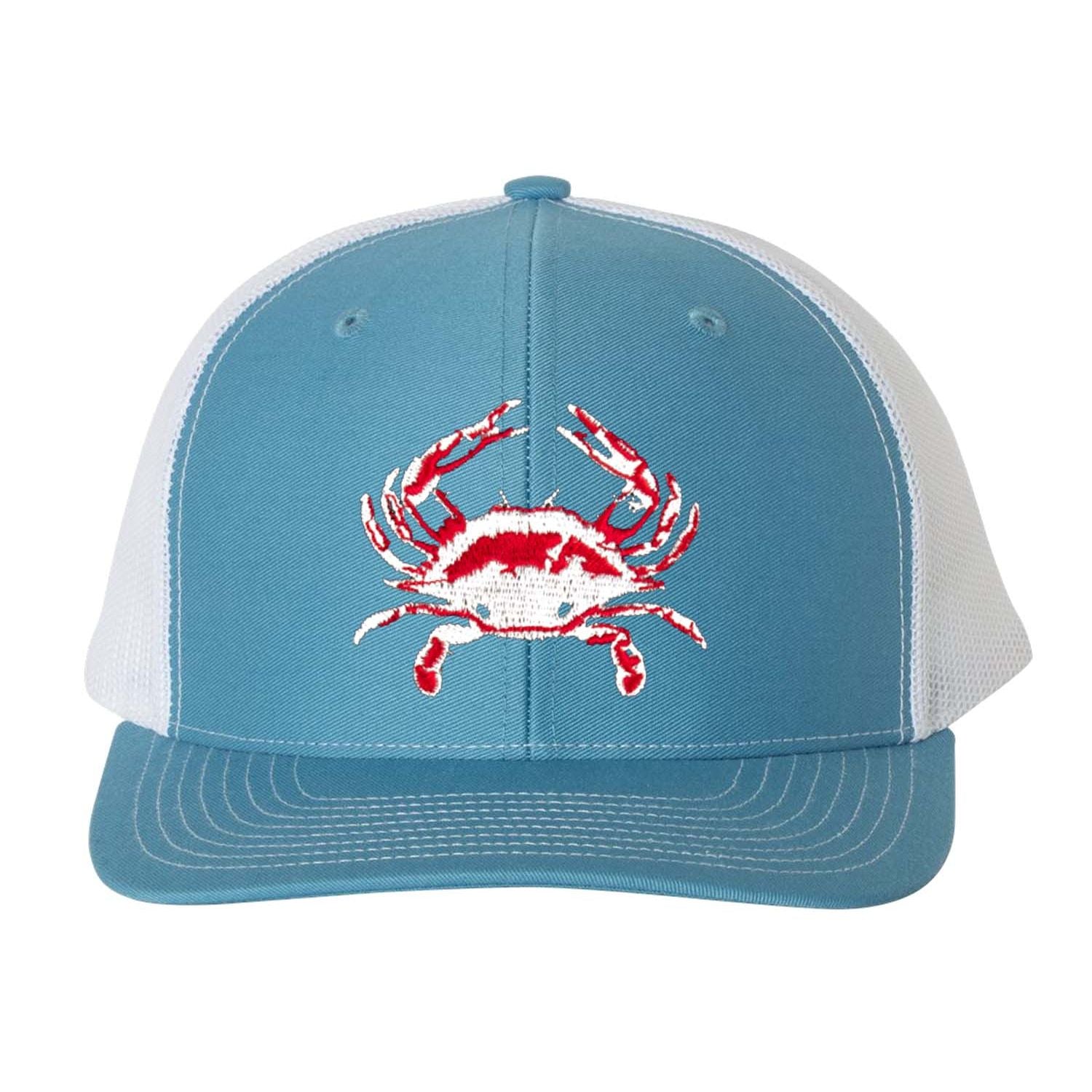 Blue Crab Light Blue and White Mesh Structured Trucker Hat with Snapback