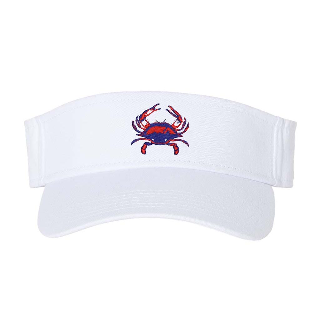 Blue crab sun visor in white