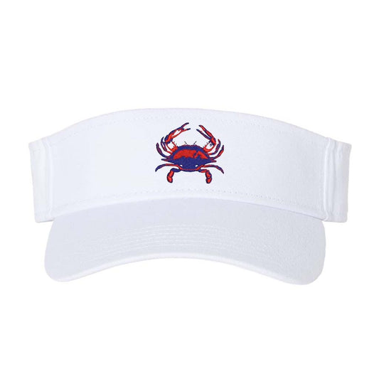 Blue crab sun visor in white