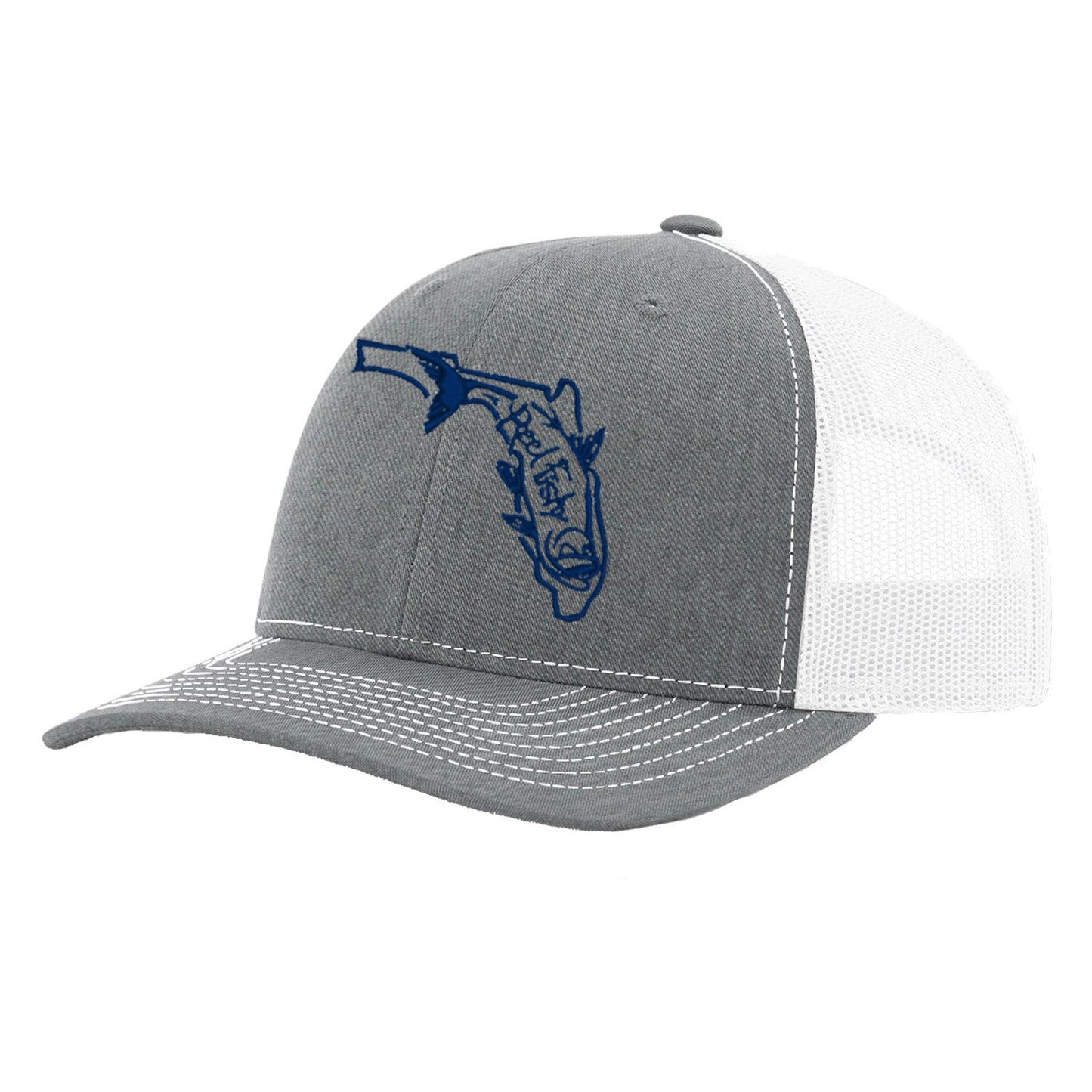 State of Florida Tarpon Trucker Hat in Heather Gray and White mesh by Reel Fishy.