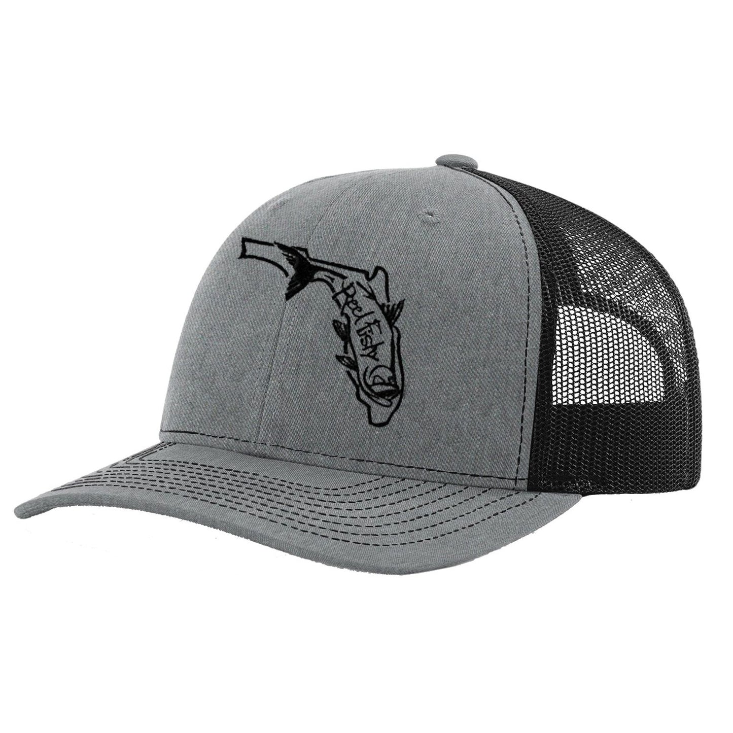 State of Florida Tarpon Trucker Hat in Heahter Gray and Black mesh by Reel Fishy.