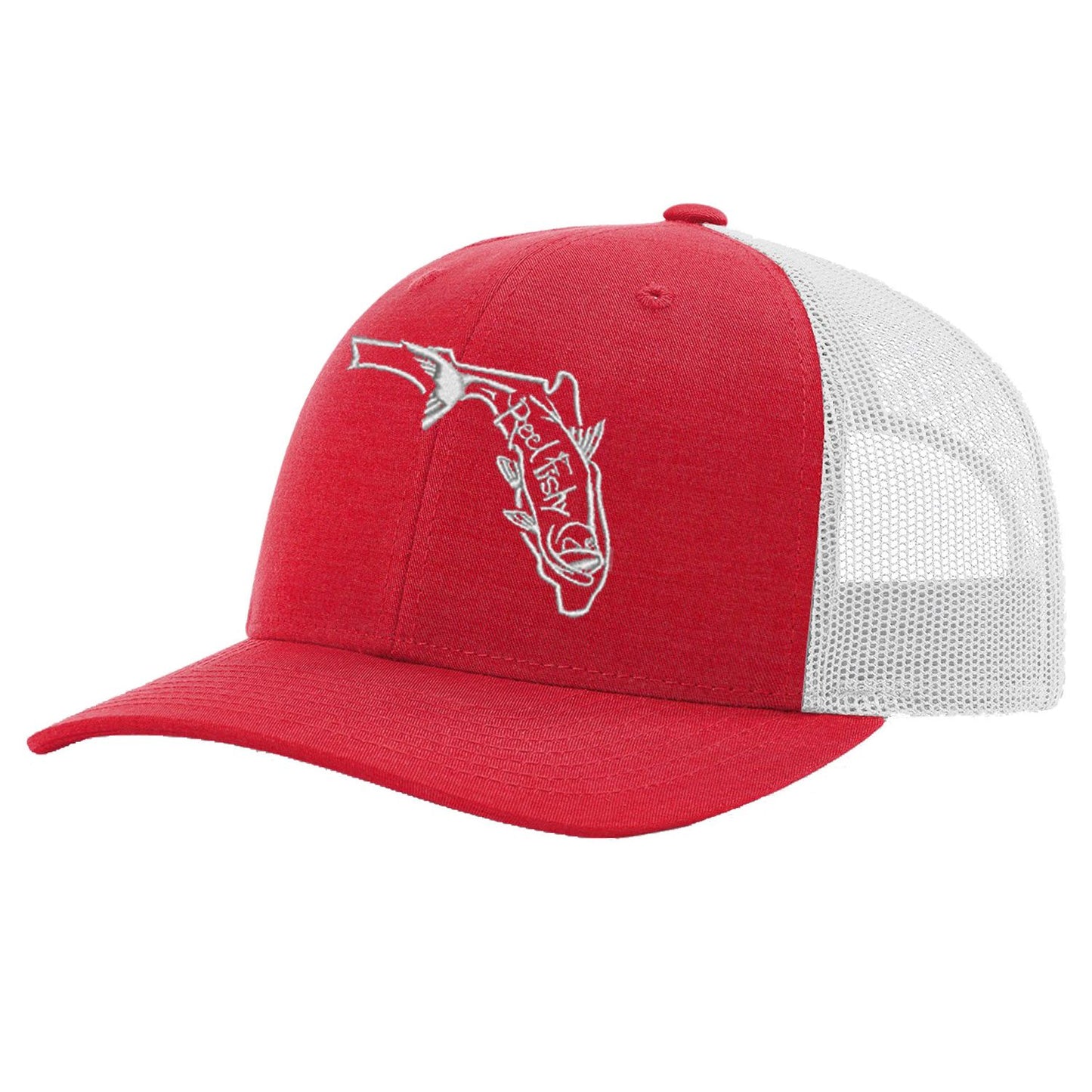State of Florida Tarpon Trucker Hat in Heather Red and Silver mesh by Reel Fishy.