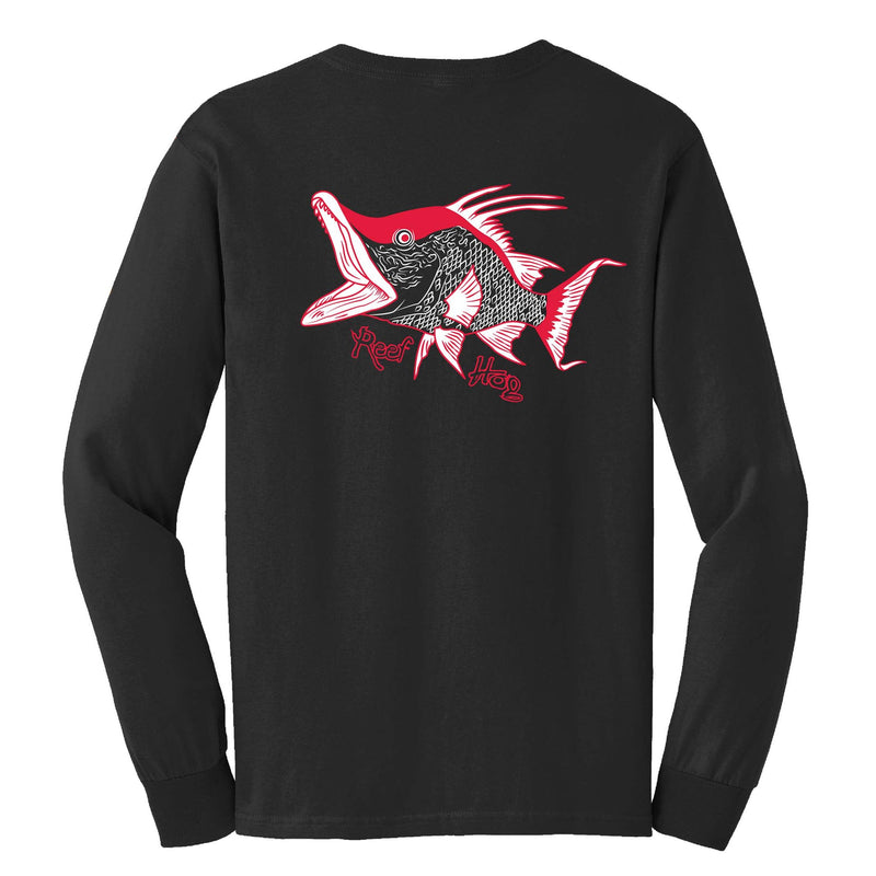 Hogfish "Reef Hog" cotton long sleeve shirt in black