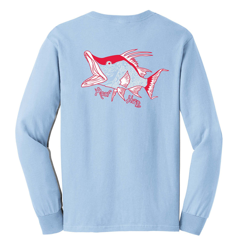 Hogfish "Reef Hog" cotton long sleeve shirt in light blue
