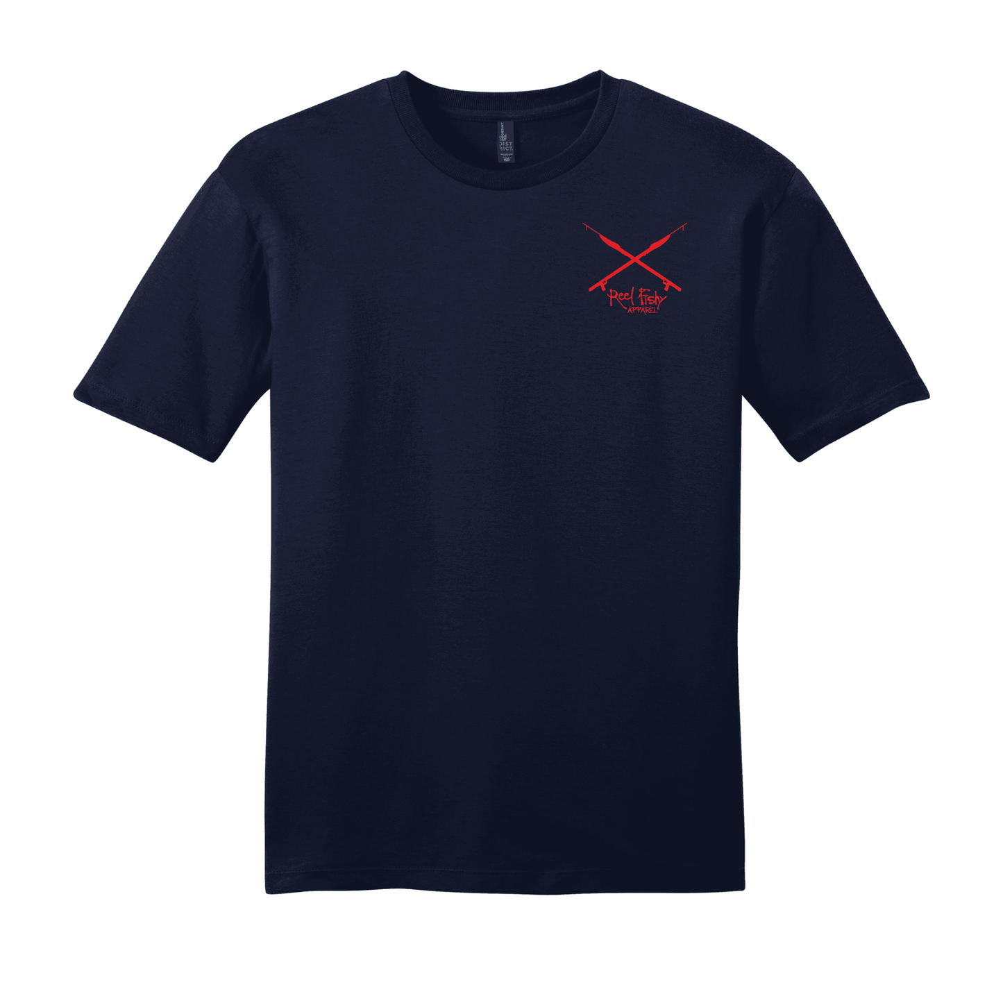 Hogfish "Reef Hog" navy short sleeve cotton t-shirt with Reel Fishy Spears logo on Front