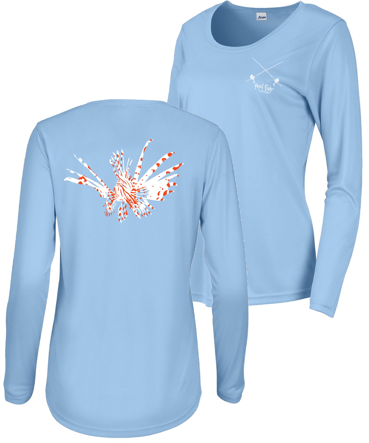 Ladies Lionfish Performance scoop-neck Long Sleeve Shirts - Light Blue