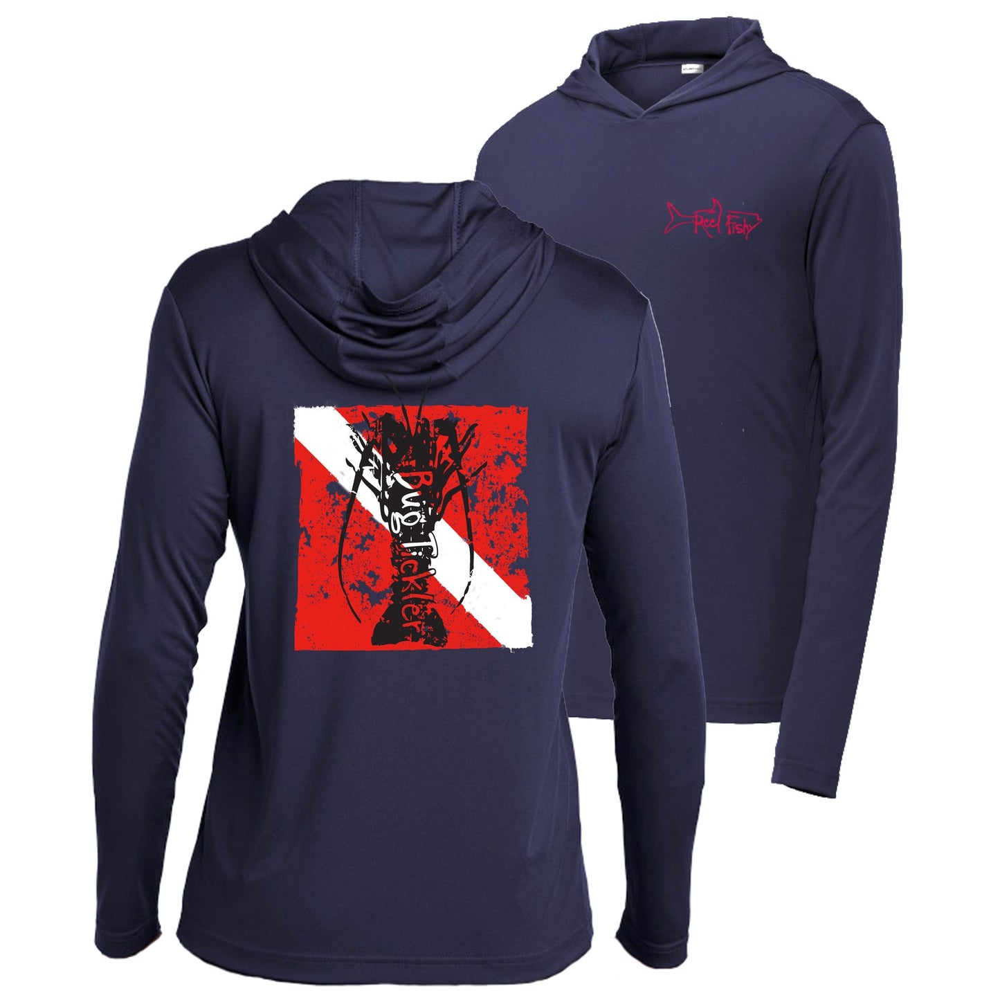 Navy Lobster "Bug Tickler" dri-fit 50+ sun protection long sleeve hoodie