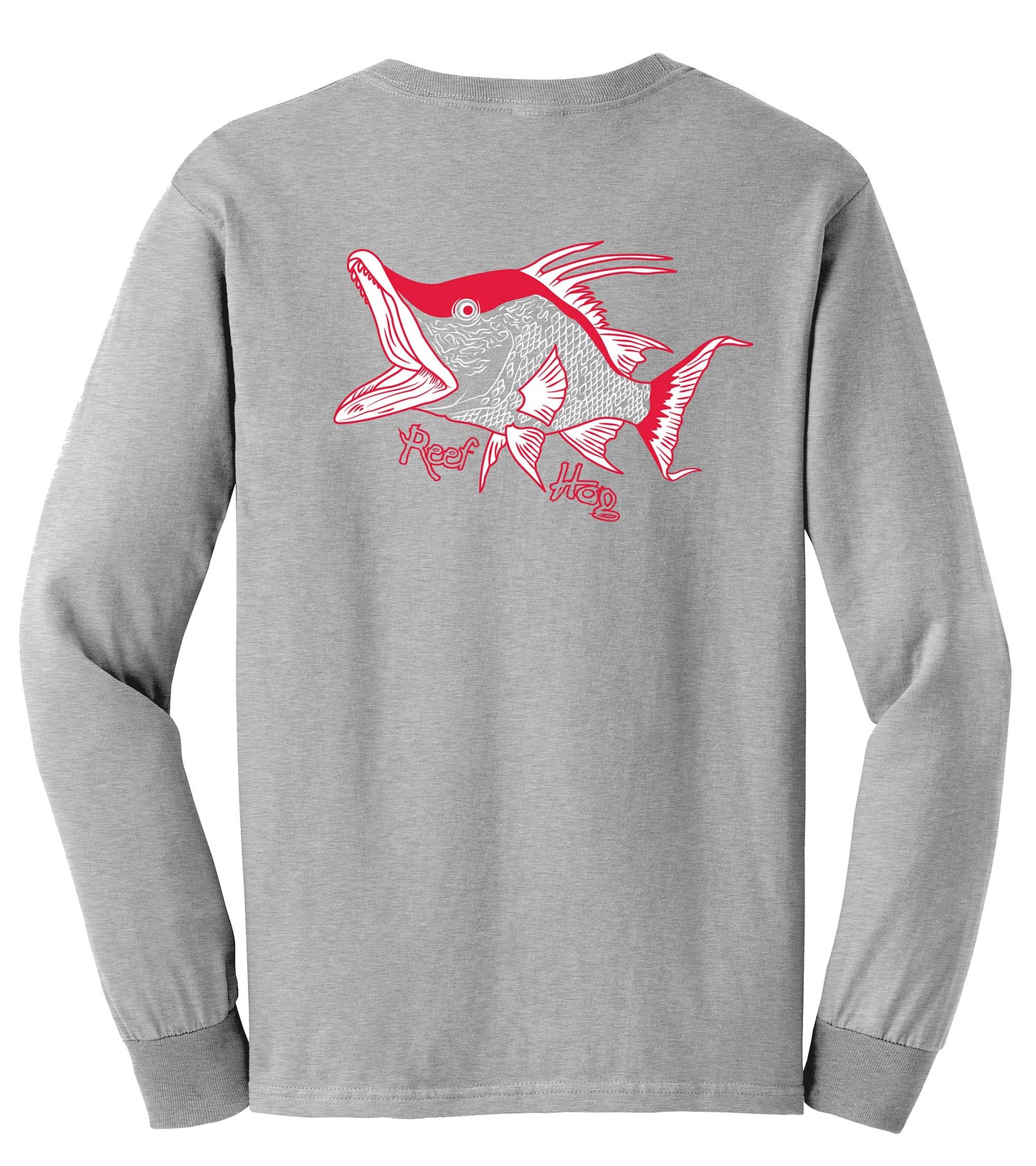 Hogfish "Reef Hog" Cotton Lt. Gray Long Sleeve Shirt