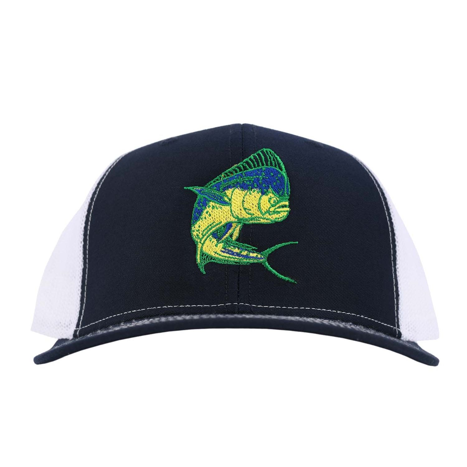 Mahi Fishing Trucker Hat in Navy with White Mesh by Reel Fishy