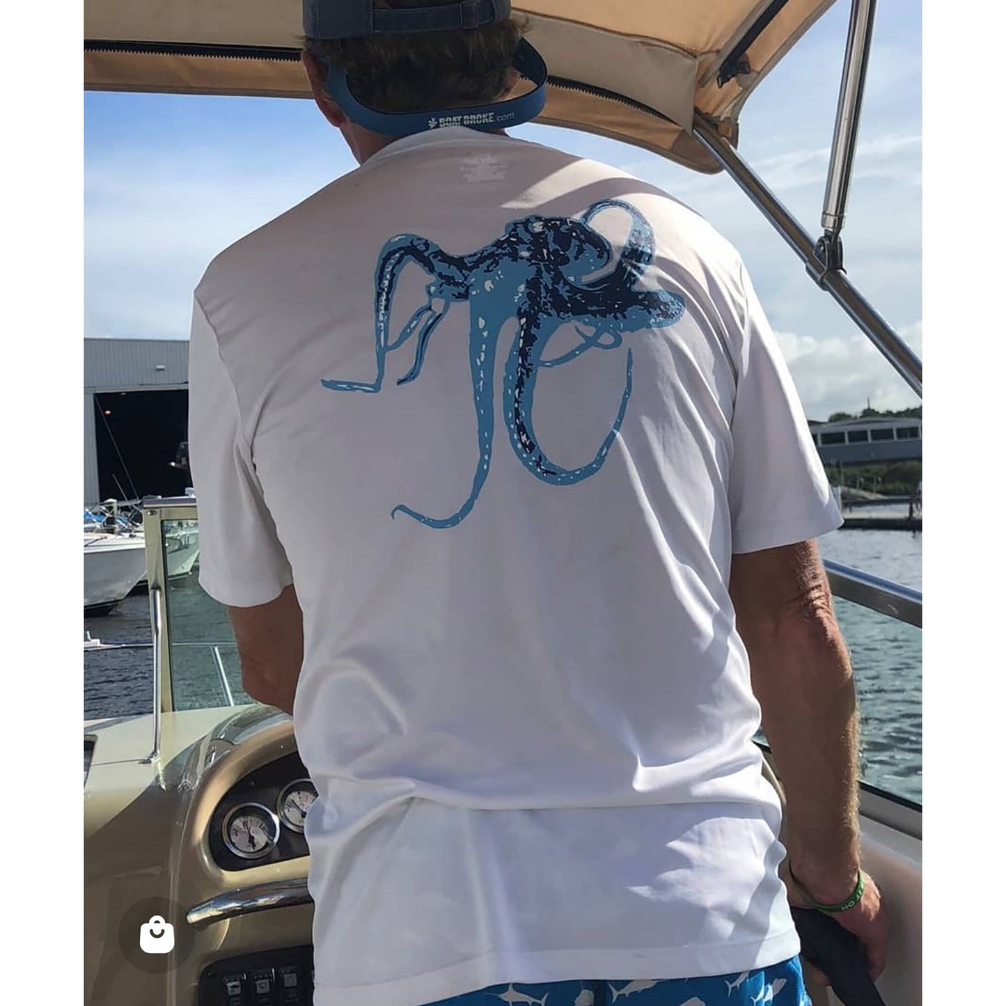 Model wearing white short sleeve Octopus Dry-Fit