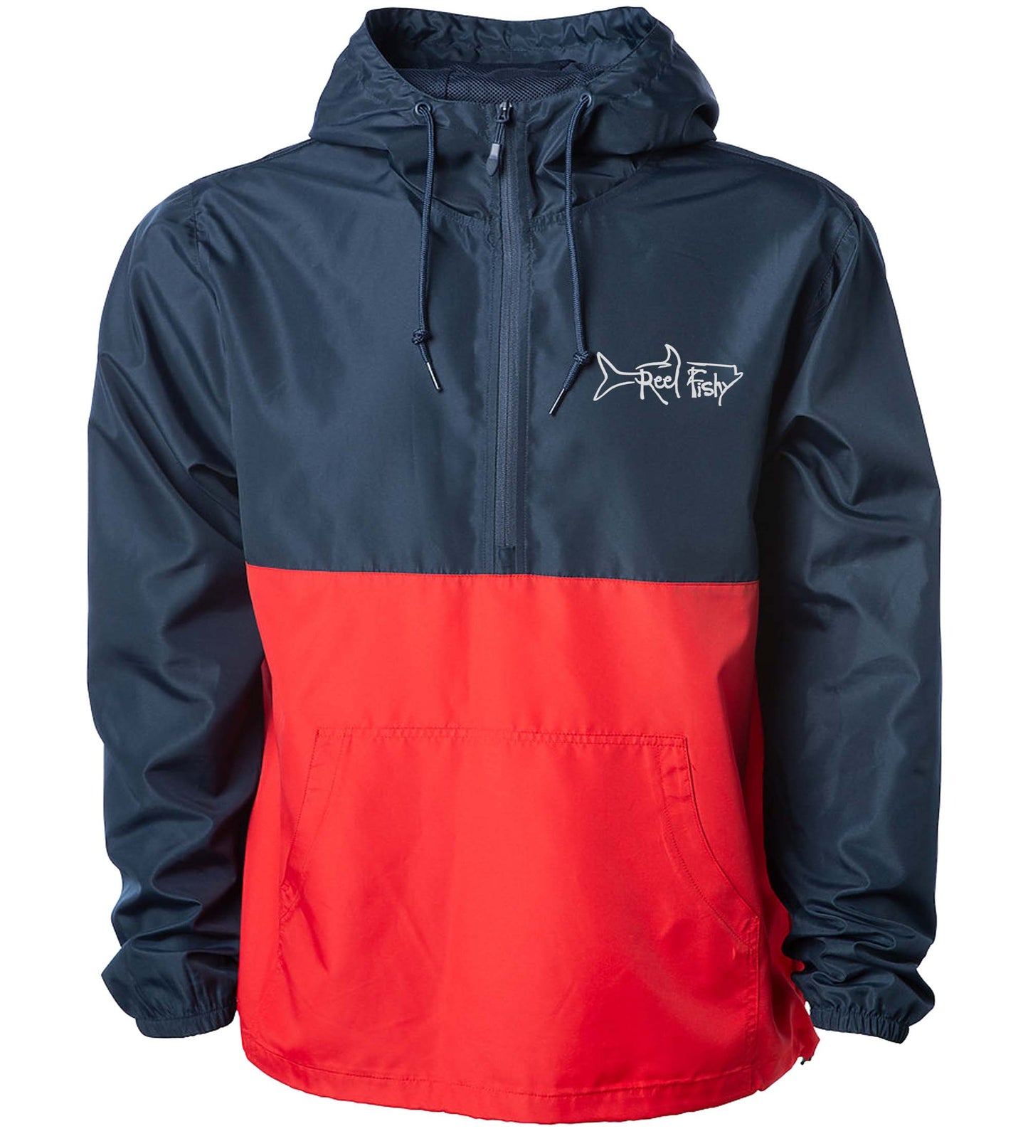 1/2 Zip Pullover Jacket in Navy/Red color - Reel Fishy Apparel