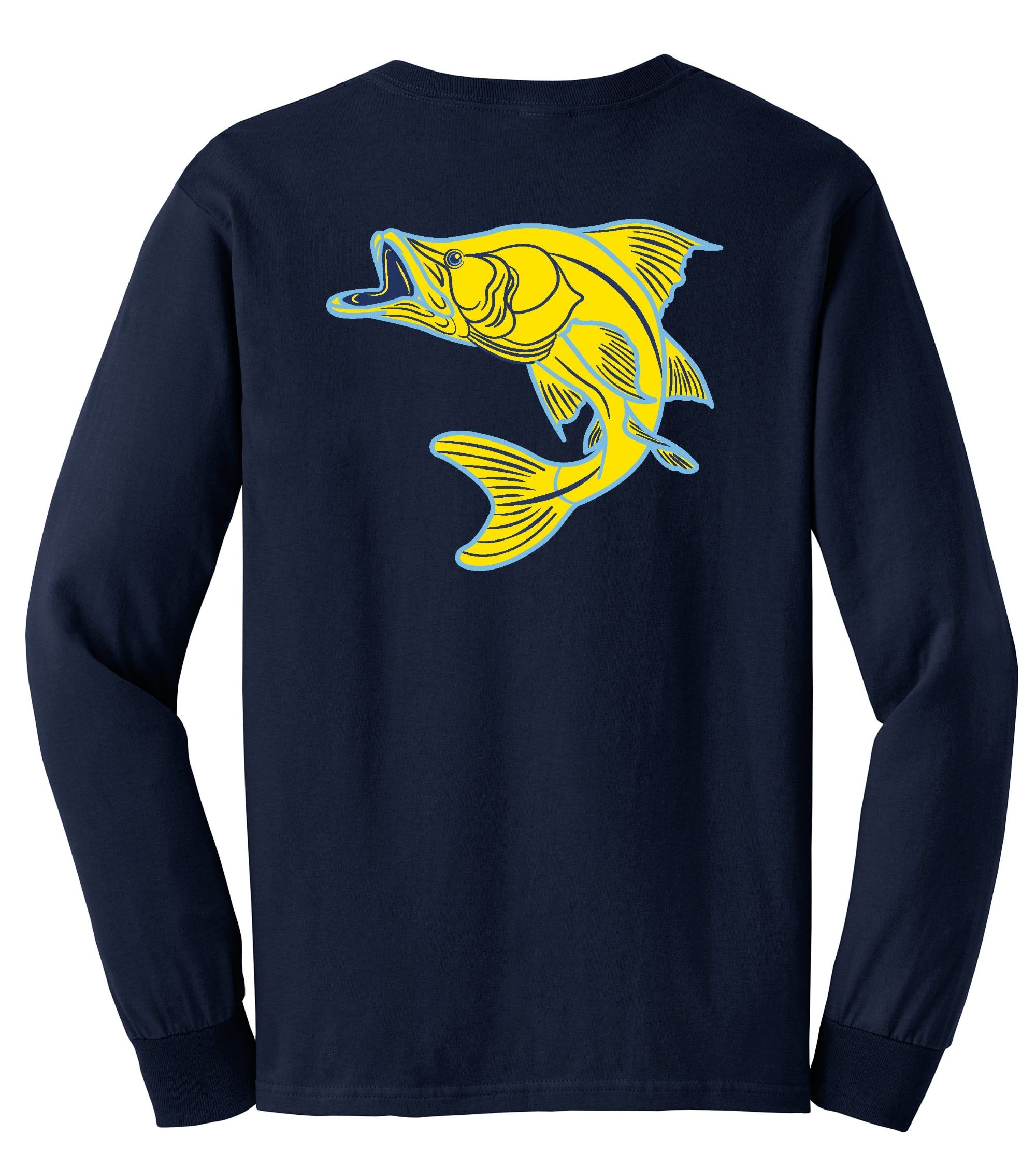 Reel Fishy Cotton Long Sleeve Shirts- Redfish, Crab, Octopus, Snook, Hogfish, Tarpon XL / Crab Navy