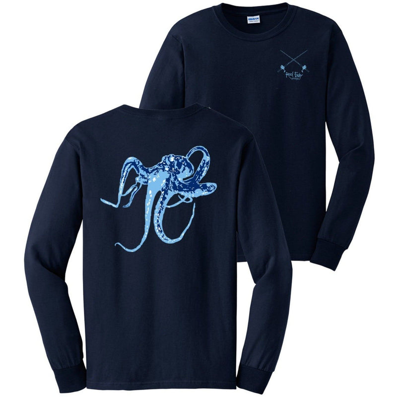 Octopus cotton long sleeve shirt in navy