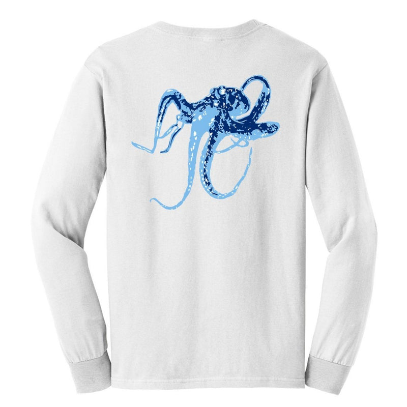 Octopus cotton long sleeve shirt in white