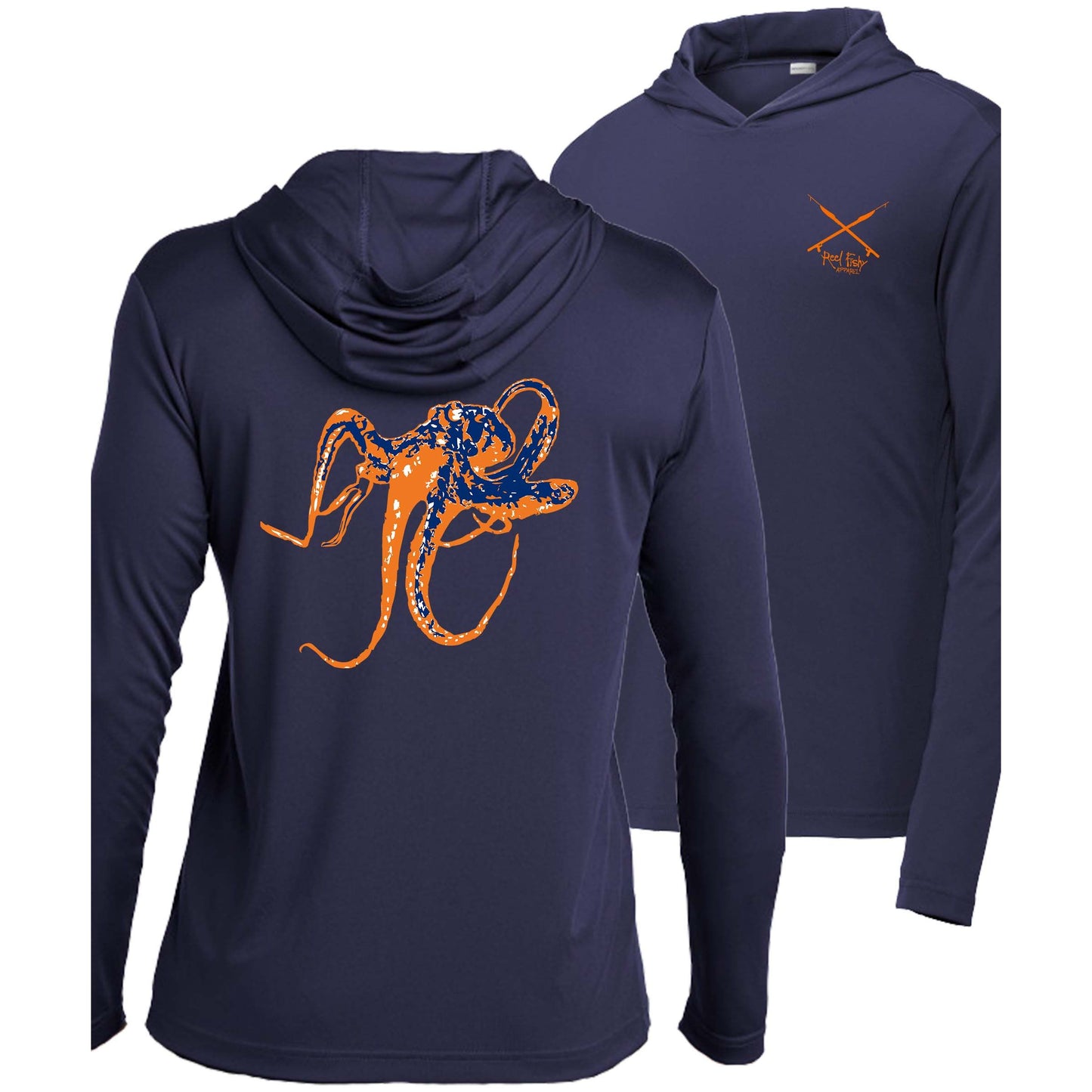 Navy Octopus dri-fit 50+ sun protection long sleeve hoodie