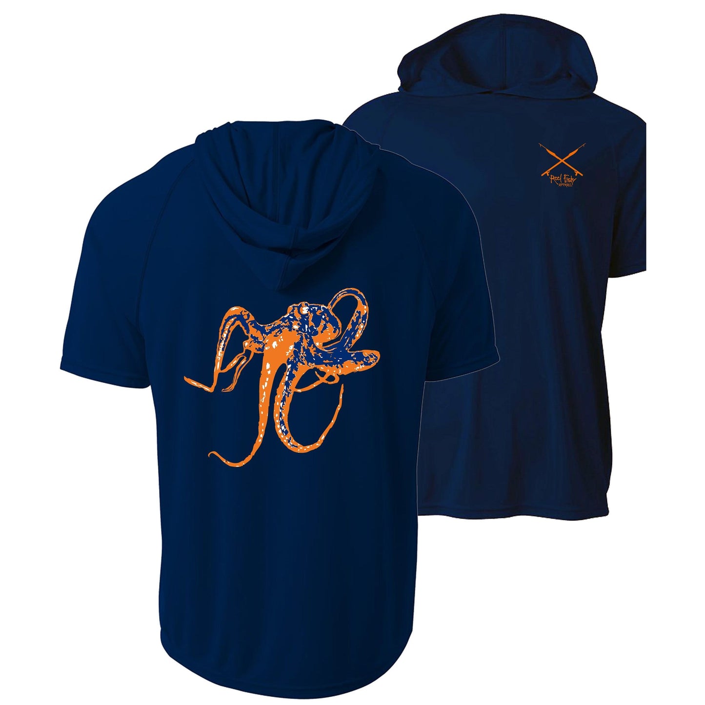Navy Octopus dri-fit 50+ sun protection short sleeve hoodie