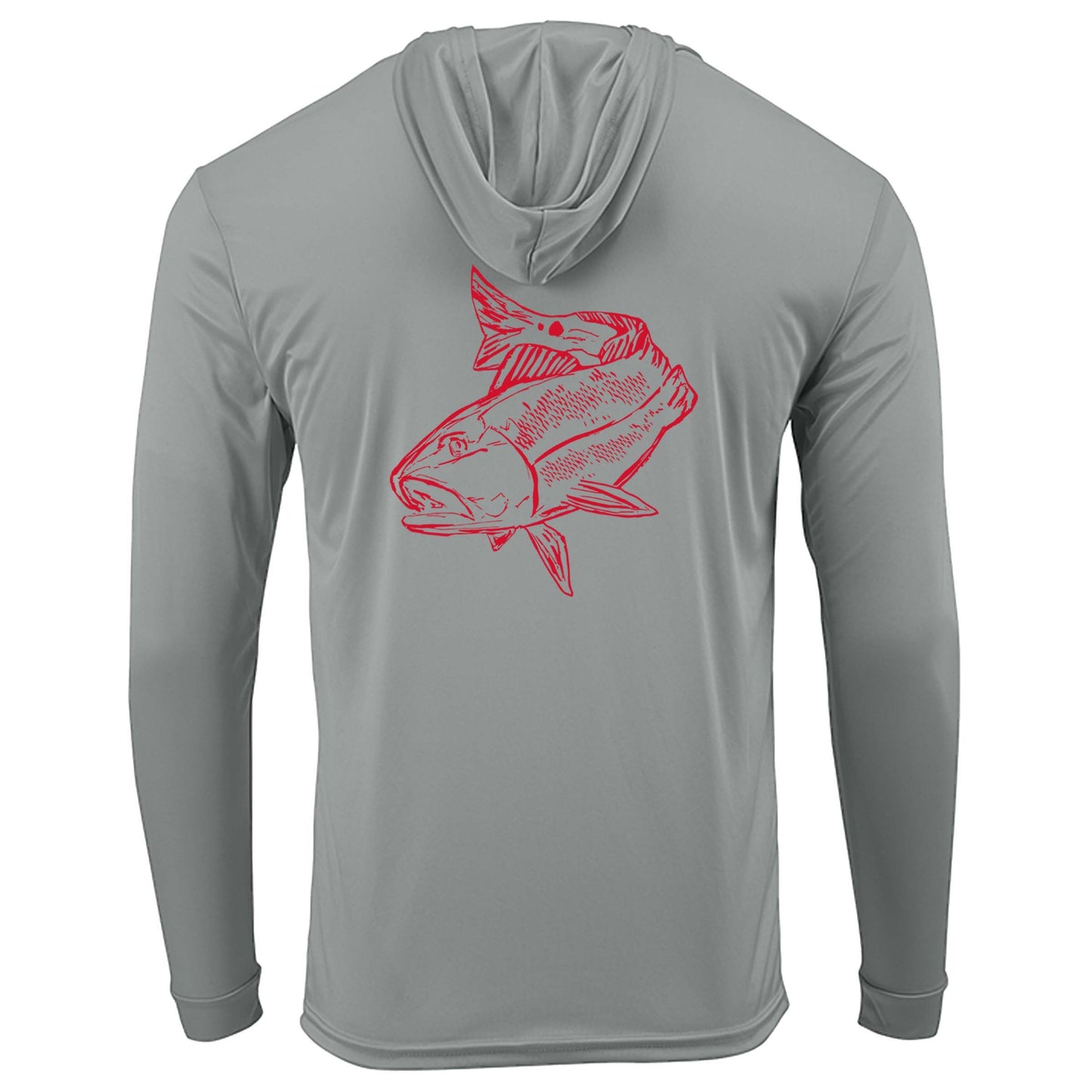 Medium gray Redfish dri-fit 50+ sun protection long sleeve hoodie