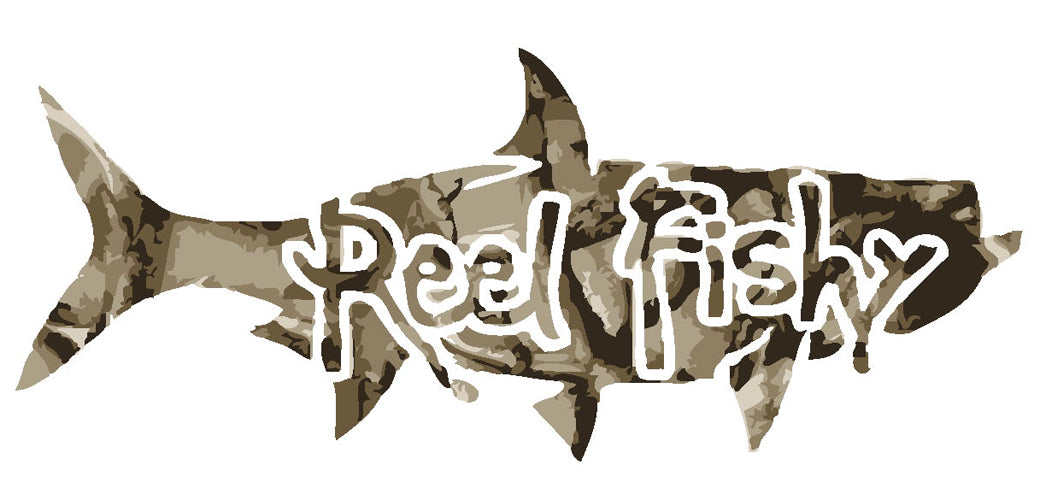 Reel Fishy Tarpon Fishing Vinyl Decal in Brown Camo