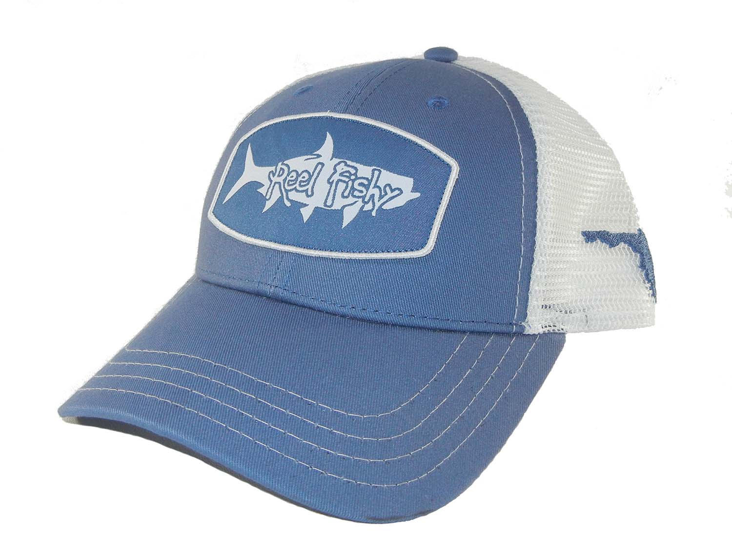 Tarpon Fishing Patch Trucker Hats with State of Florida Logo -*5 Colors! Navy w/Red Patch