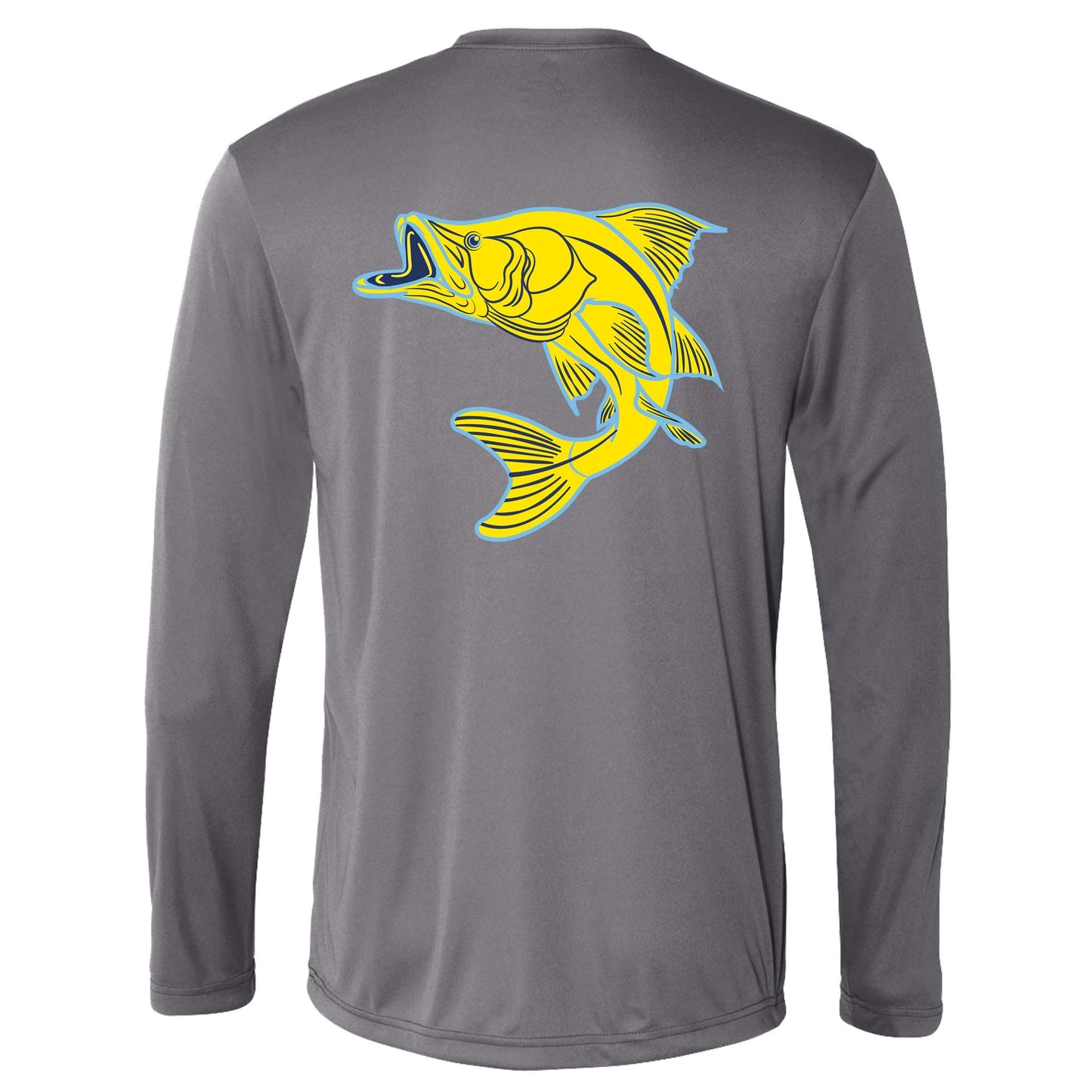 Unisex gray long sleeve performance sun shirt with Snook design