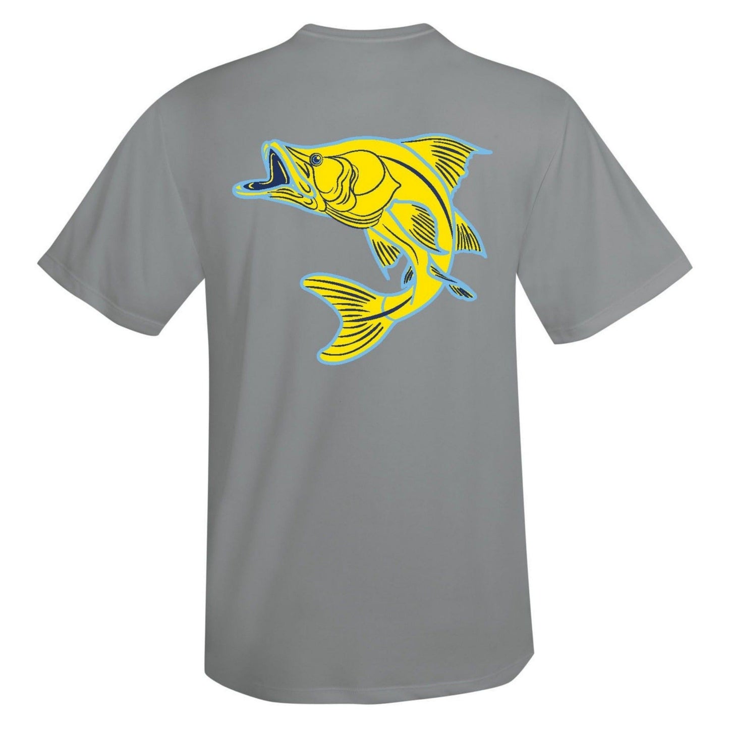 Unisex gray short sleeve performance sun shirt with Snook design