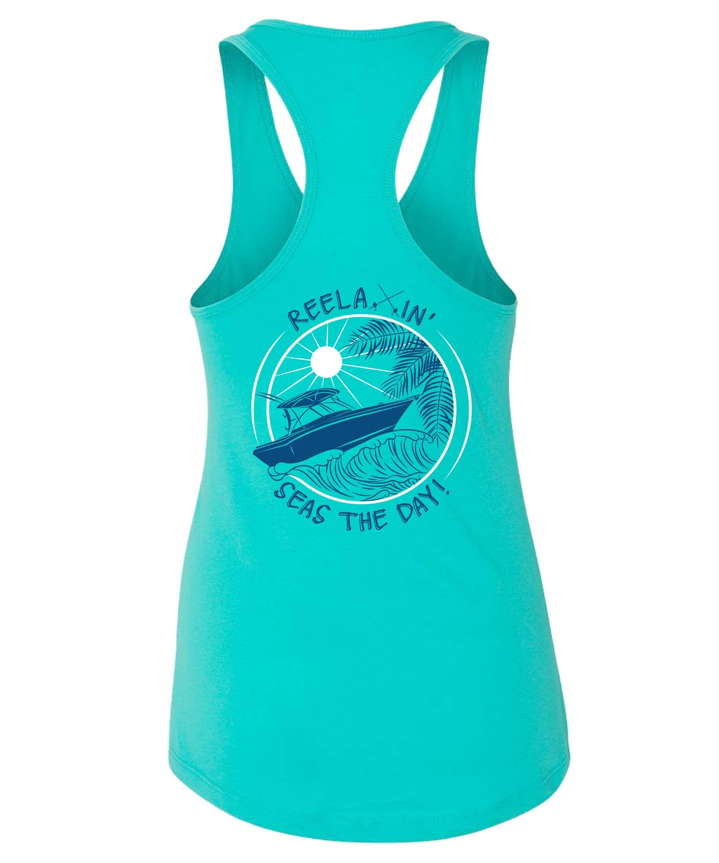 Women's Reelaxin' - Seas the Day Cotton Racerback Tank Tops