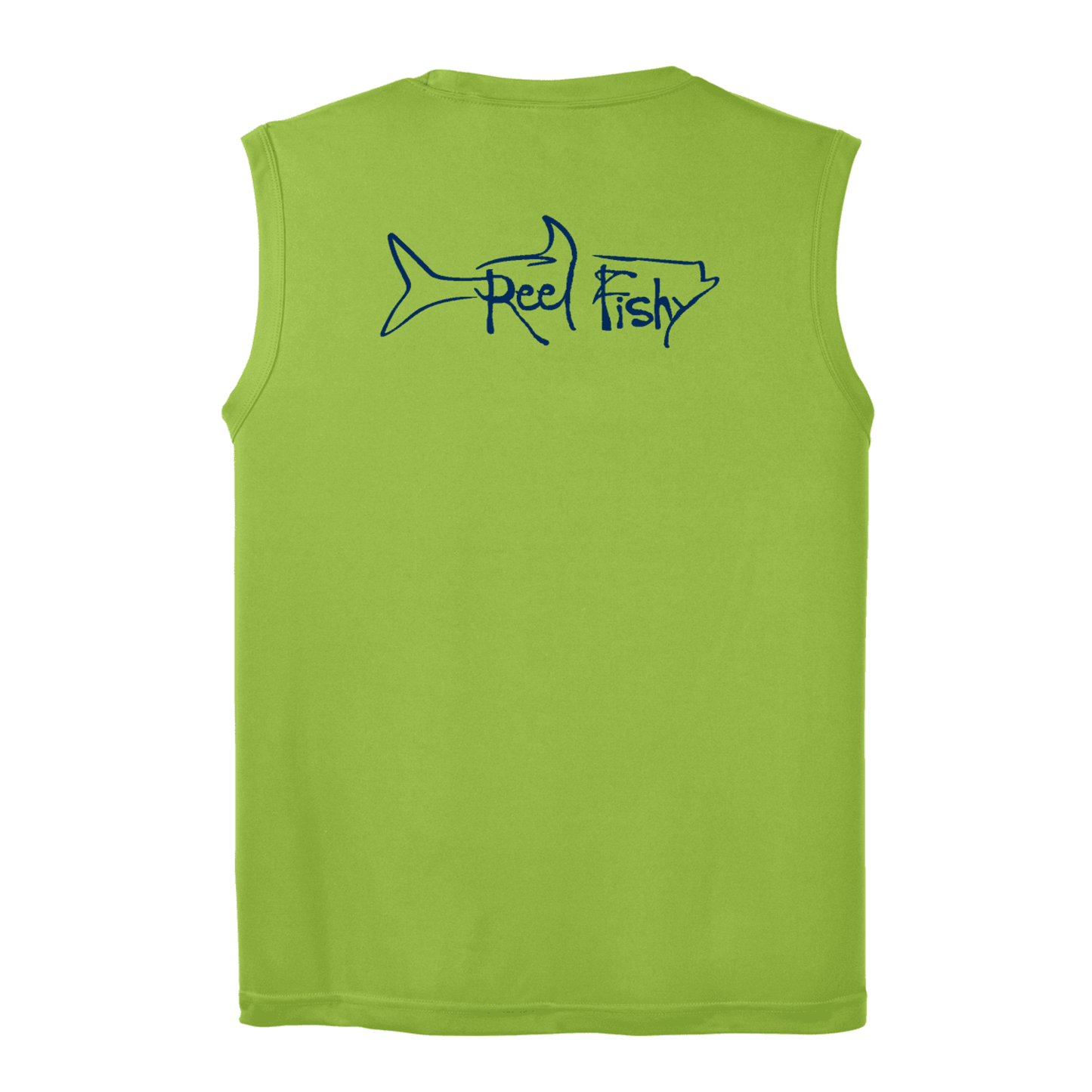 Lime Green Performance Reel Fishy Tarpon Sleeveless Shirt