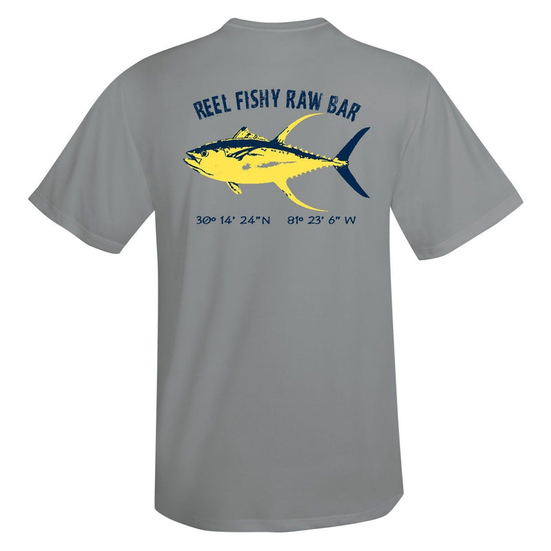 Reel Fishy Raw Bar Tuna Performance Dry-Fit Short Sleeve in Gray