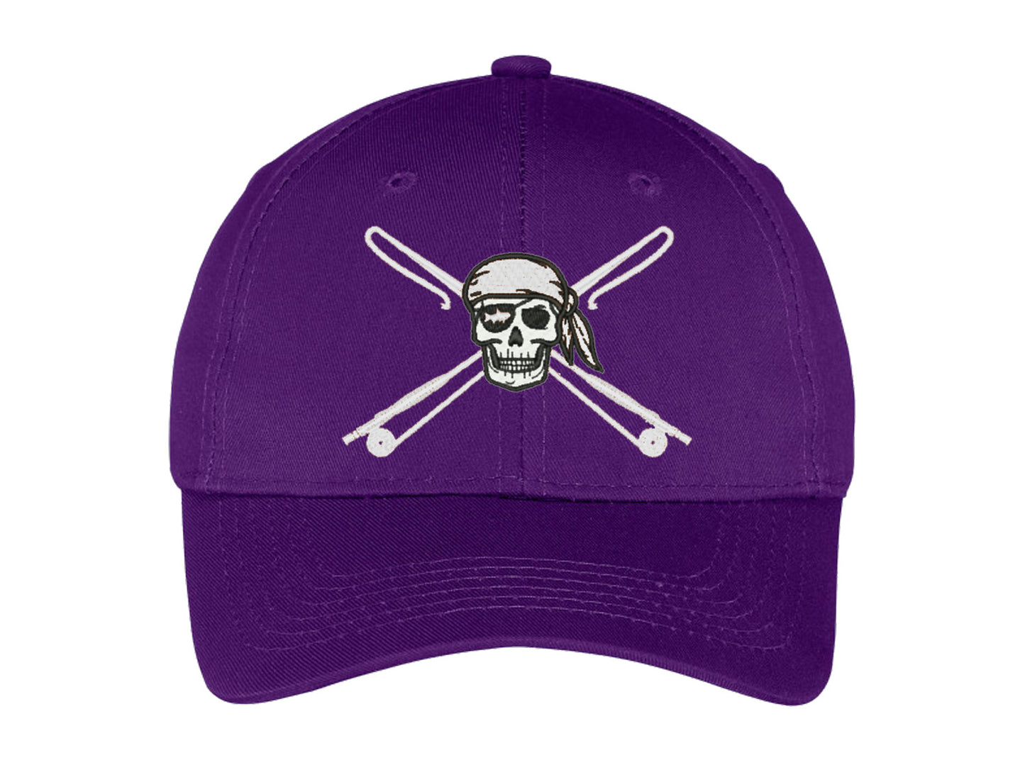 Kids fishing hat in purple with Reel Fishy Apparel Skull & Fishing Rods logo