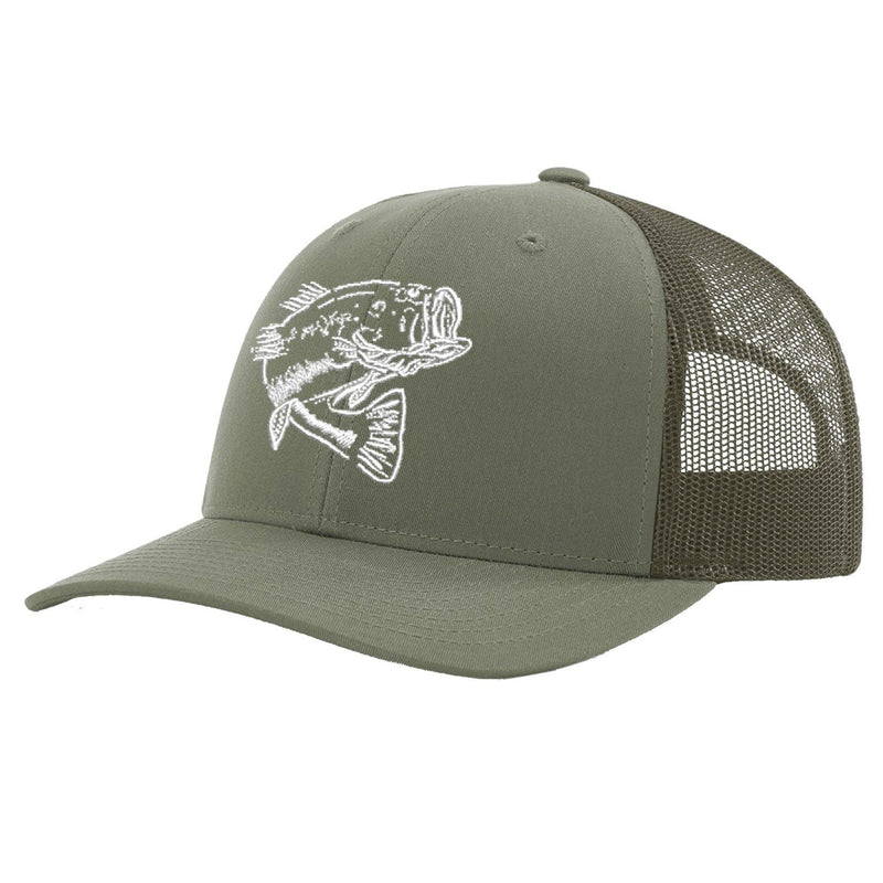 Bass Olive Trucker Hat on Richardson 112 by Reel Fishy Apparel