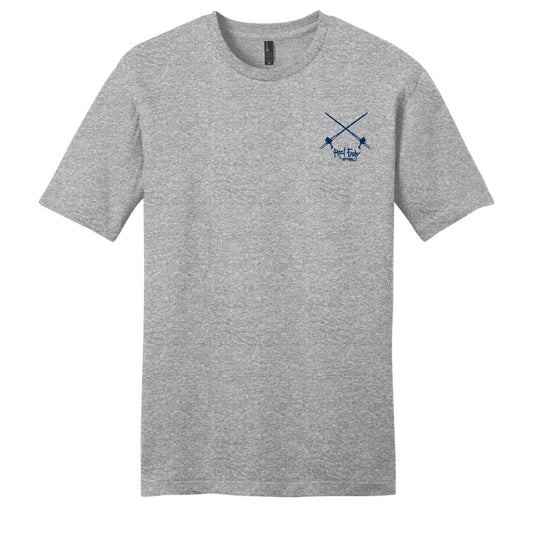 Mahi Fishing Crew Neck Cotton Short Sleeve T-shirt in Light Gray (Front Reel Fishy Salt Rods logo)