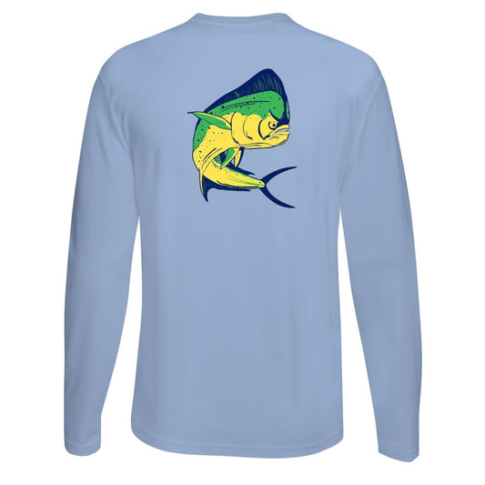Mahi Fishing Performance Dry-Fit Long Sleeve Light Blue Shirt