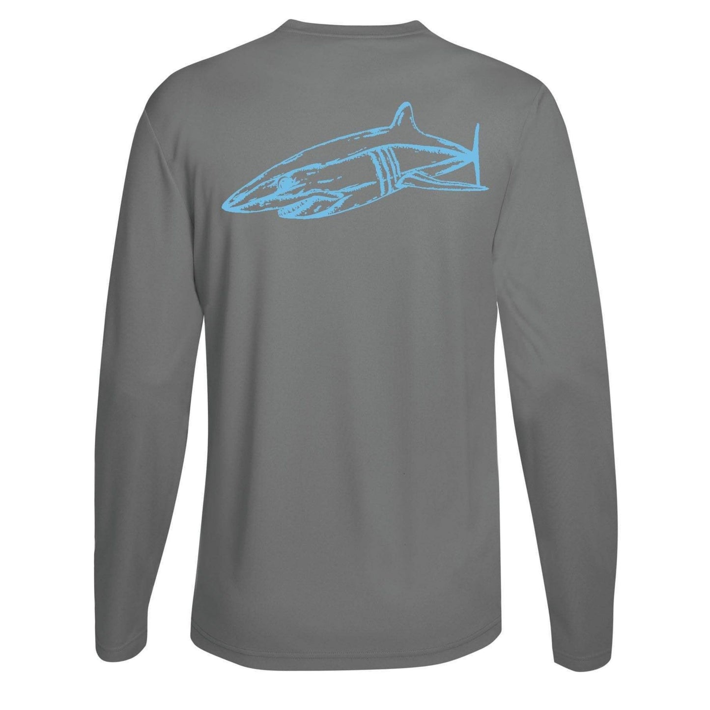 Gray long sleeve Mako shark performance dry-fit shirt